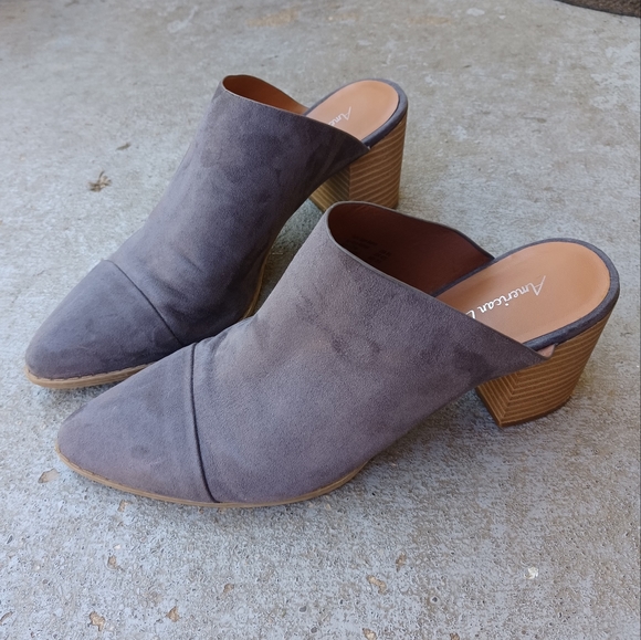 American Eagle faux seude point toe Mule Block heels - Picture 2 of 12